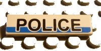 LEGO part Tile 1 x 4 with Black 'POLICE' on White and Blue Background Pattern (Sticker) - Set 8252 2431pb0036