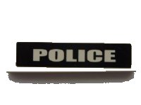 LEGO part Tile 1 x 4 with White 'POLICE' on Black Background Pattern (Sticker) - Sets 7237 / 7245-1 2431pb0142