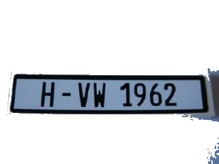 LEGO part Tile 1 x 4 with Black 'H-VW 1962' Pattern (Sticker) - Set 10220 (2431pb0176)