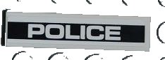 LEGO part Tile 1 x 4 with White 'POLICE' on Black Background Pattern (Sticker) - Set 8186 (2431pb0189)
