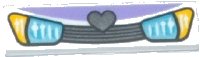 LEGO part Tile 1 x 4 with Blue Headlights and Grille with Heart Pattern 2431pb0369