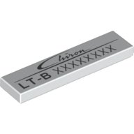 LEGO part Tile 1 x 4 with 'Chiron LT-B' and Variable Code Pattern 2431pb0521