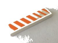 LEGO part Tile 1 x 4 with Orange and White Stripes Pattern Model Left Side (Sticker) - Set 7709 2431pb0629L