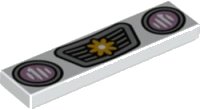 LEGO part Tile 1 x 4 with Bright Pink Headlights and Silver Grille with Bright Light Orange Flower Pattern 2431pb0705