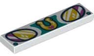LEGO part Tile 1 x 4 with Headlights and Horseshoe Pattern 2431pb0742