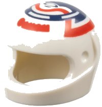 LEGO part Minifigure, Headgear Helmet Motorcycle (Standard) with Dark Blue Ring and Red Wavy Line Pattern 2446pb61