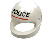 LEGO part Minifigure, Headgear Helmet Motorcycle (Standard) with Black 'POLICE' and Red Line Pattern 2446px2