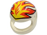 LEGO part Minifigura, Casco Casco Motocicleta (Estándar) con Patrón de Llamas Amarilla y Roja 2446px5