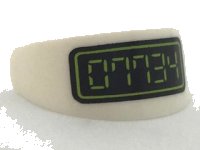 LEGO part Minifigure, Visor Standard with Lime Digital '07734' on Black Background Pattern 2447pb01