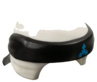 LEGO part Minifigure, Headgear Ninjago Wrap Type 3 with Molded Black Bandana and Knot and Printed Dark Azure Triangular Symbol Pattern 24496pb08