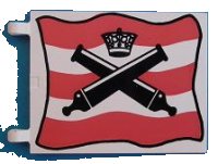 LEGO part Flag 6 x 4 with Crossed Cannons over Red Stripes Pattern 2525px1