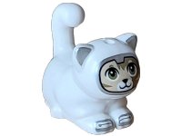 LEGO part Cat, Friends, Large, Sitting with Dark Tan Markings, Olive Green Eyes, Tan Face and Silver Mask, Ears and Toes Pattern (Space Cat Jones) 2652pb04