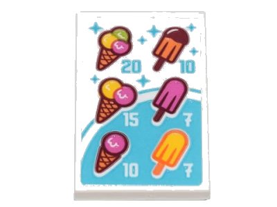 LEGO part Tile 2 x 3 with Menu, Price List of Ice Cream Cones and Popsicles Pattern (Sticker) - Set 71741 (26603pb131)