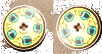 LEGO part Disco Technic 3 x 3 con Cascos Turquesa Oscuro en Patrón Amarillo en Ambos Lados (Adhesivos) - Set 8257 2723pb005b