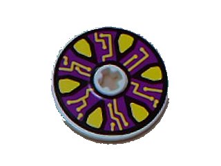 LEGO part Technic, Disk 3 x 3 with Yellow Points and Circuits on Dark Purple Pattern (Sticker) - Set 8245 (2723pb006)