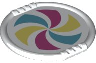 LEGO part Duplo Utensilio Disco con Patrón de Molinillo Magenta, Amarillo Blanco Brillante y Azul Celeste Medio 27372pb10