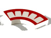 LEGO part Tile, Round Corner 2 x 2 Macaroni with Red Mouth with 5 White Teeth Pattern 27925pb002