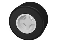 Rad 8mm D. x 9mm für Slicks, Loch mit Kerbe für Radhalterstift mit schwarzem Reifen glatt kleine breite Slicks (30027b / 30028) in weiß, LEGO Teilenummer 30027bc01