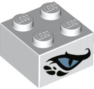 LEGO part Brick 2 x 2 with Metallic Light Blue Dragon Eye Pattern on Two Sides (3003pb105)