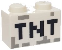 LEGO part Steen 1 x 2 con Patrón 'TNT' Negro Pixelado 3004pb122