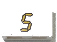 LEGO part Brick 1 x 2 with Yellow Digital '5' on White Background Pattern (Sticker) - Set 3568 3004pb136