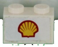 LEGO part Steen 1 x 2 con Patrón Logo Shell Mediano (Pegatina) - Set 1256 3004pb139