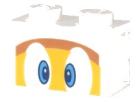 LEGO part Brick 1 x 2 with Dark Azure and Dark Blue Eyes on Yellow and Medium Nougat Background Pattern (Super Mario Boomerang Bro / Fire Bro / Hammer Bro / Ice Bro) 3004pb284
