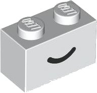 LEGO part Steen 1 x 2 con Patrón Línea Sonrisa Negra Curva 3004pb302