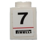 LEGO part Steen 1 x 1 with Black Number 7 and Pirelli Logo Pattern (Sticker) - Set 30192 3005pb022