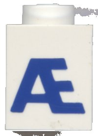 LEGO part Brick 1 x 1 with Blue Capital Letter Æ Pattern (Bold Font) 3005ptAEb