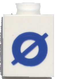LEGO part Steen 1 x 1 with Blue Capital Letter O with Stroke (Ø) Pattern (Bold Font) 3005ptOstrokeb