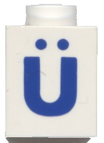 LEGO onderdeel Brick 1 x 1 with Blue Capital Letter U with Diaeresis (Ü) Pattern (Bold Font) (3005ptUdiaerb)
