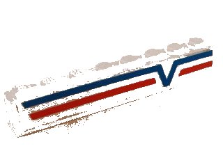 LEGO part Brick 1 x 8 with Blue -V- and Red Lines Right Pattern (Sticker) - Set 6346 (3008pb048R)