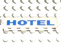 LEGO onderdeel Brick 1 x 6 with Blue 'HOTEL' Thick Pattern 3009pb009