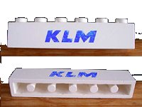 LEGO onderdeel Brick 1 x 6 with Blue 'KLM' Pattern 3009pb035