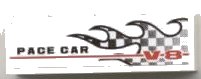 LEGO onderdeel Steen 1 x 4 met Ruitvormige Vlam en 'PACE CAR V-8' Patroon Modelbouwkant Rechts (Sticker) - Set 8121 (3010pb107r)