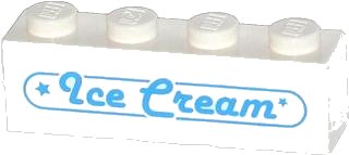 LEGO part Brick 1 x 4 with 2 Stars and 'Ice Cream' Pattern (Sticker) - Set 70804 (3010pb178)