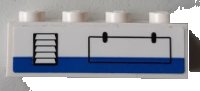 LEGO part Brick 1 x 4 with Blue Stripe, Black Vent and Hatch on White Background Pattern (Sticker) - Set 60164 3010pb316