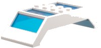 LEGO onderdeel Window 4 x 10 x 2 Roof Slope Double with Fixed Trans-Dark Blue Glass 30343c01