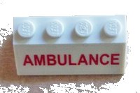 LEGO part Schräge 45 2 x 4 with Red 'AMBULANCE' Pattern (Sticker) - Set 60023 3037pb027