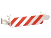 LEGO part Hinge Brick 1 x 4 Locking, 9 Teeth with Red and White Danger Stripes Pattern on Both Sides 30387p02