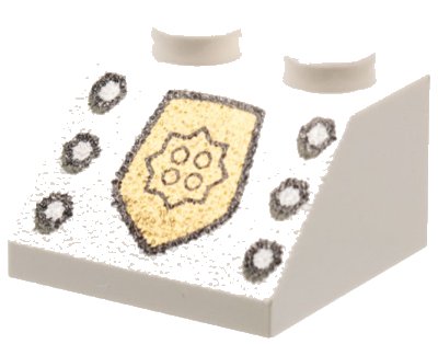 LEGO part Slope 45 2 x 2 with World City Gold Police Badge and Bolts Pattern (3039pb043)