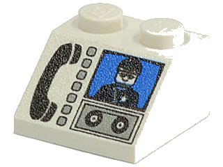 LEGO part Slope 45 2 x 2 with Phone and Minifigure Pattern (3039px14)