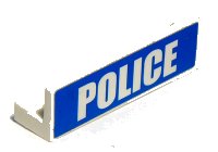 LEGO part Panneau 1 x 4 x 1 avec Motif 'POLICE' Blanc Police Gras Étroite Grand sur Fond Bleu (Autocollant) - Ensembles 3648 / 3661 / 7498 / 7744 30413pb013