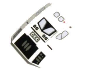LEGO part Slope, Curved 2 x 2 Lip with Space Shuttle Pattern (30602pb017)