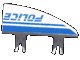 LEGO part Élément de carrosserie véhicule 1 x 4 Prise d'air latérale avec 2 goupilles avec motif 'POLICE' bleu et rayures côté gauche 30647pb07