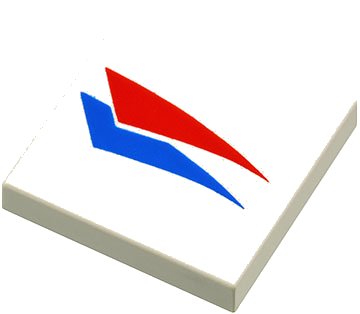 LEGO part Tile 2 x 2 with Red and Blue Windsurfer Triangles Pattern (3068pb0015)