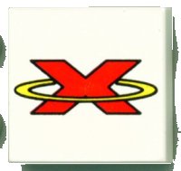 LEGO part Carreau 2 x 2 with Red and Yellow Extreme Team Logo Pattern 3068pb0035