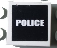 LEGO part Carreau 2 x 2 avec motif 'POLICE' blanc sur fond noir (Autocollant) - Set 7236-1 3068pb0308