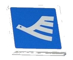 LEGO part Tile 2 x 2 with White Airline Bird on Blue Background Pattern Model Left Side (Sticker) - Set 3182 (3068pb0459L)